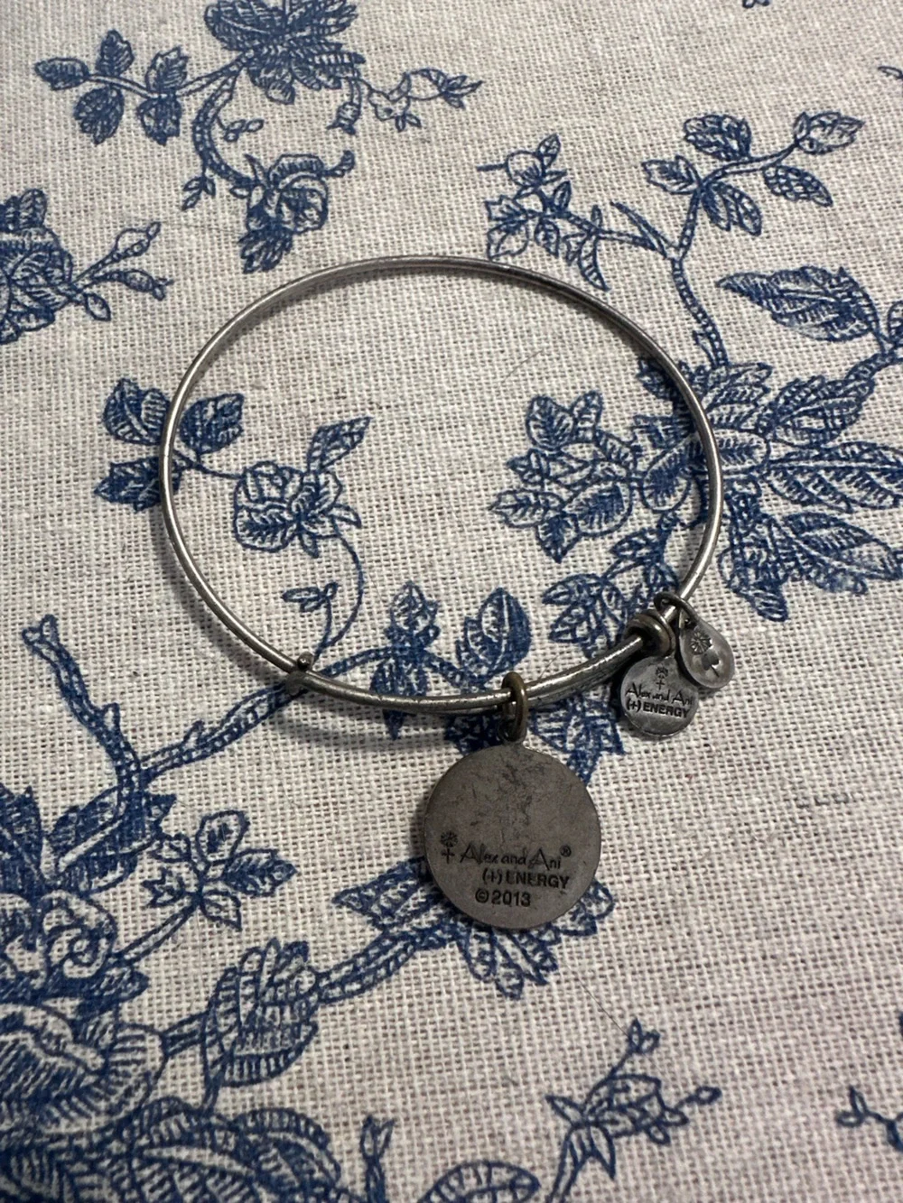 Alex and Ani Silver Lotus Charm Bangle Bracelet